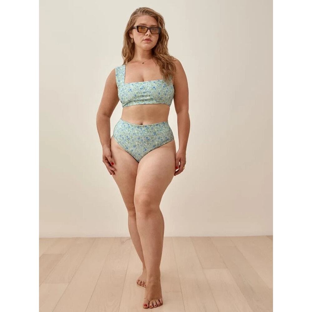Reformation Pastel Blue Floral Square-Neck Bikini Set - Picture 2 of 8